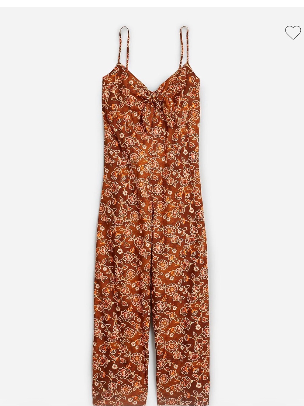 J. Crew Rust Brown Floral Tie-Front Spaghetti Strap Jumpsuit